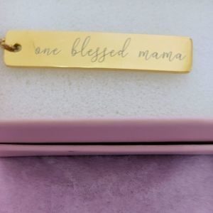 "One Blessed Mama" Gold Bar Pendant Necklace